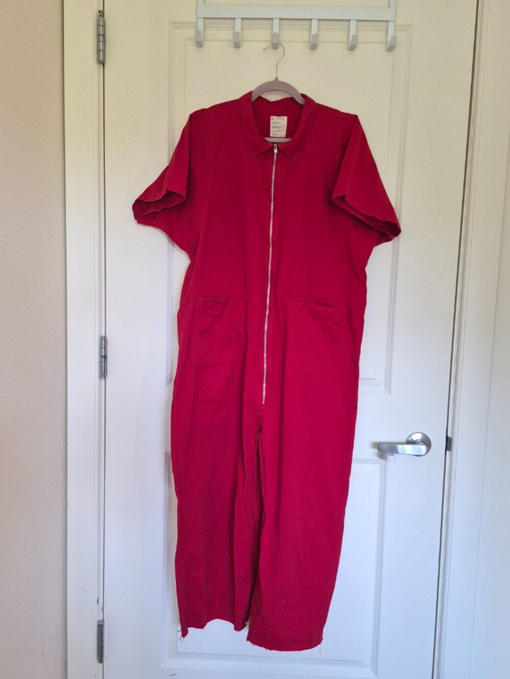 Red Organic Cotton Utility Jumpsuit XL Workwear Boiler Suit